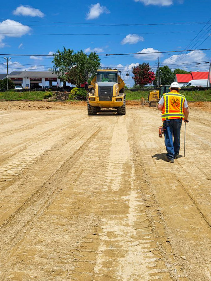 Grading work underway by Raleigh-based civil contractor, East Coast Civil Group.